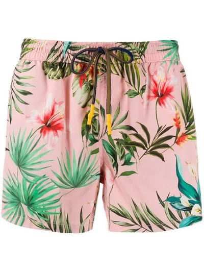 Entre Amis Floral Swimming Trunks In Pink