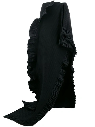 Area Draped Pleated Skirt In Black