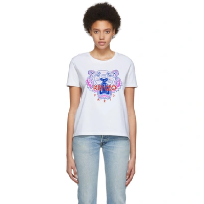 Kenzo White Limited Edition Embroidered Tiger T-shirt In 01 White
