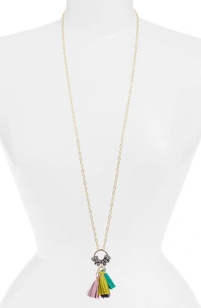 Akola Tassel Pendant Necklace In Gold/ Pink/ Multi
