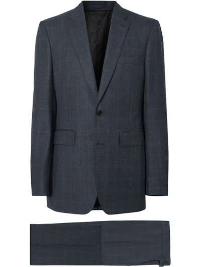 Burberry Classic Fit Windowpane Check Wool Suit In Light Navy