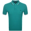 Fred Perry Twin Tipped Polo T Shirt Green In Green / Navy / White / Black