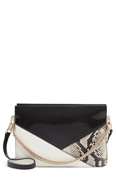 Givenchy Cross3 Leather And Snakeskin Crossbody Bag In Black/ White