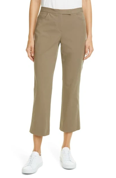 Theory Low-rise Cropped Flare Pants In Khaki Green