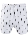 Neil Barrett Thunderbolt Print Swim Shorts - White