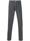 Entre Amis Micro Pleats Tailored Trousers In Grey