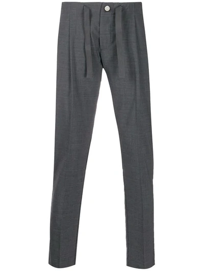 Entre Amis Micro Pleats Tailored Trousers In Grey