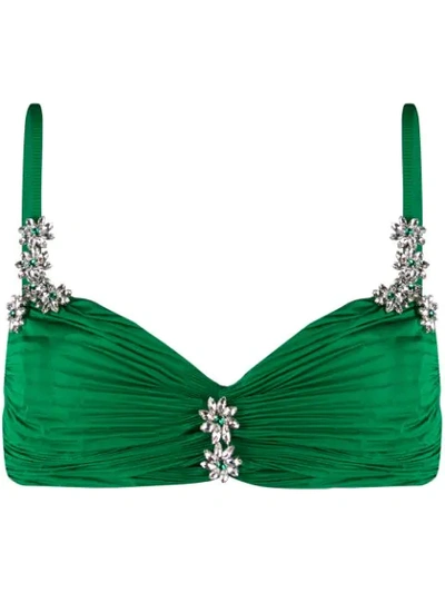 Area Rhinestone Bikini Top - Green