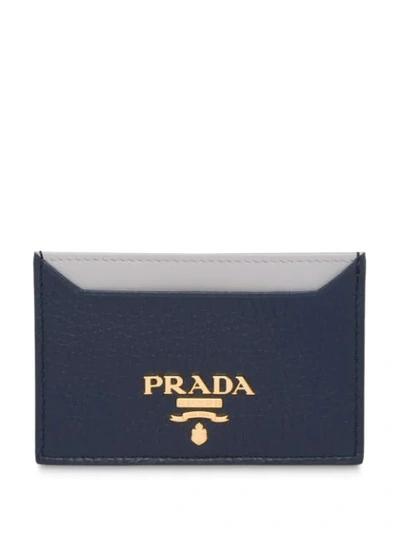 Prada Leather Cardholder In Blue