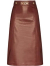 Gucci Logo-belted Plonge Leather Skirt In Brown