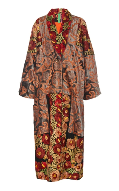 Rianna + Nina Exclusive One Of A Kind Silk Velvet Wrap Coat In Multi