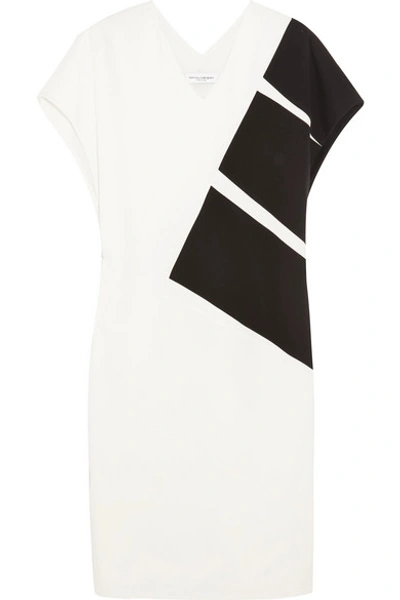 Narciso Rodriguez Paneled Silk-blend Stretch-jersey Dress In White Black
