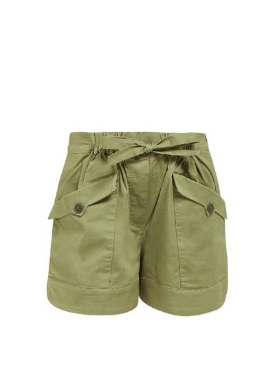 Sea Tula Drawstring-waist Cotton-blend Shorts In Olive/army