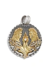 Konstantino Gemini Carved Zodiac Pendant With Diamond In Gemini/ Silver/ Gold