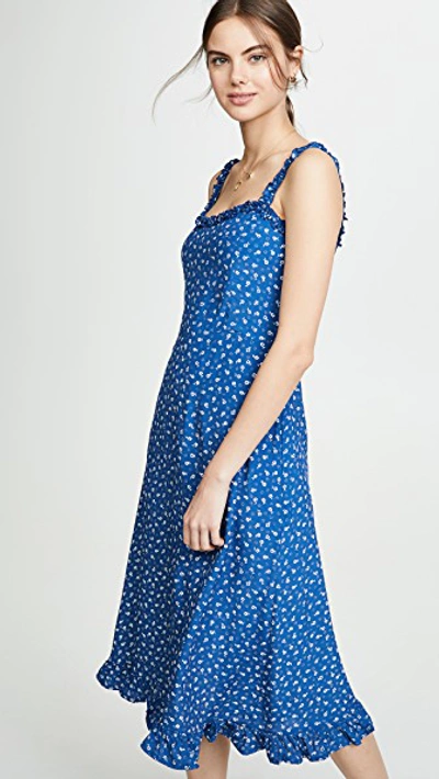 Faithfull The Brand Neomie Floral Sleeveless Midi Dress In Monette Floral Print - Blue