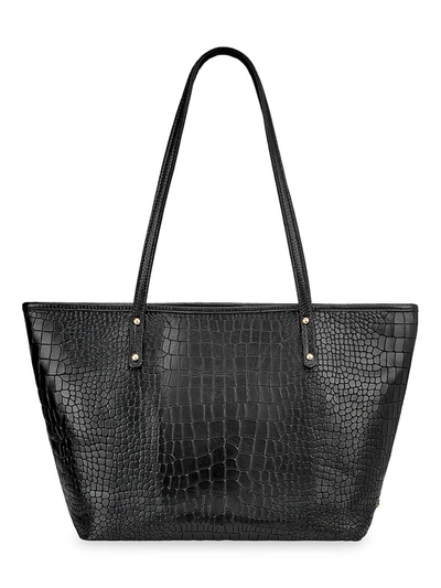 Gigi New York Mini Taylor Python-embossed Leather Tote In Black