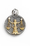 Konstantino Libra Carved Zodiac Pendant With Diamond In Libra/ Silver/ Gold