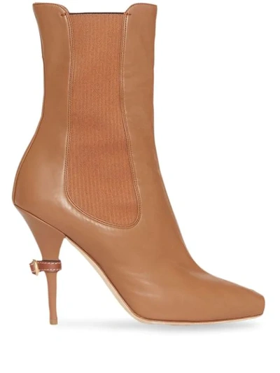 Burberry Peep-toe Ankle Boots In Brown