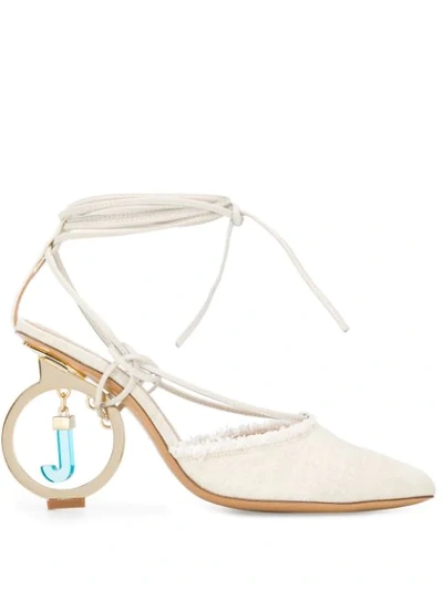 Jacquemus Frayed Wrap Pumps In Neutrals