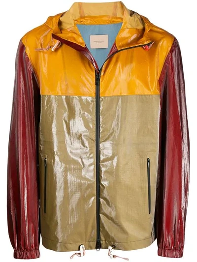 Federico Curradi Colour Block Hooded Jacket In Beige In Red