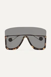 Gucci 99mm Oversize Shield Sunglasses - Shiny Blonde Havana