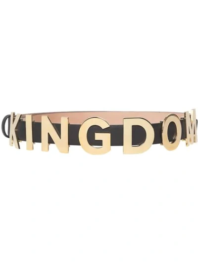 Burberry Kingdom Motif Leather Belt In Black