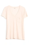 Madewell Whisper Cotton V-neck Pocket Tee In Lucid Pink