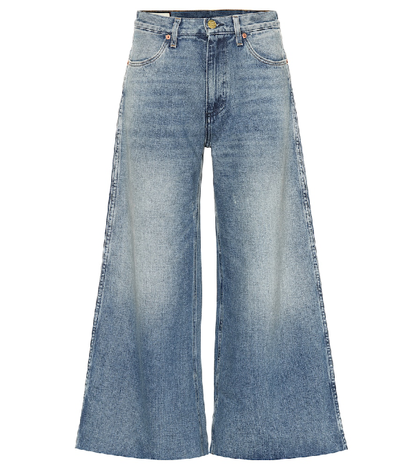 Gucci AppliquÉ Cropped Denim Jeans In Blue | ModeSens