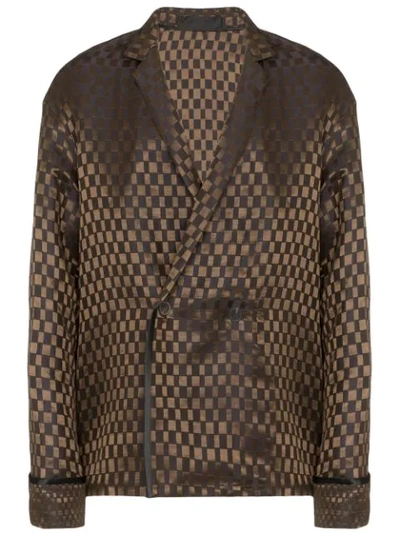 Haider Ackermann Cara Checked Double-breasted Linen And Silk-blend Jacket In Wrkjacqchoc