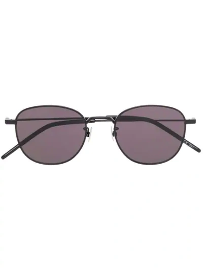 Saint Laurent Classic Round-frame Metal Sunglasses In Black