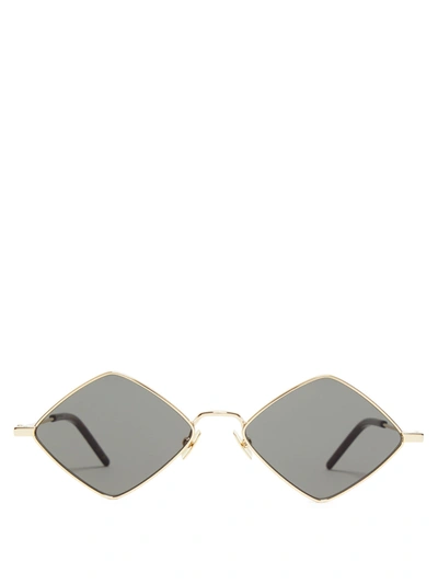 Saint Laurent Lisa Diamond-frame Metal Sunglasses In Silver