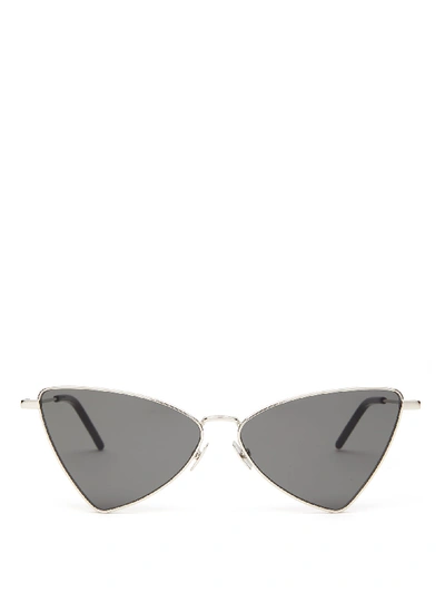 Saint Laurent Jerry Triangular-frame Metal Sunglasses In Shiny Silver