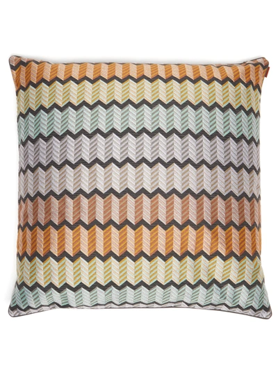 Missoni Waterford Large Zigzag-jacquard Cushion In Multi Purple