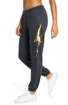 Aviator Nation Bolt Sweatpants In Charcoal Metallic Gold