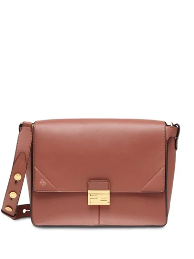 Fendi Large Kan U Leather Shoulder Bag In Red