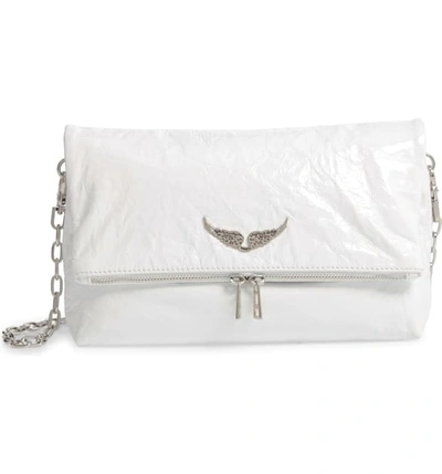 Zadig & Voltaire Rocky Crinkle Leather Crossbody Bag In Blanc