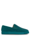 Christian Louboutin Roller-boat Spike-embellished Slip-on Trainers In Green
