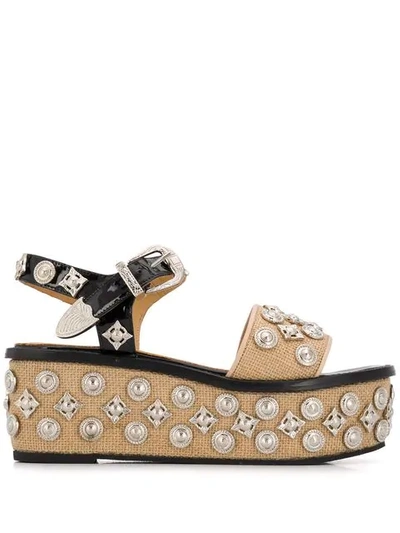 Toga Studded Platform Sandals In Neutrals