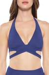 Becca By Rebecca Virtue Color Code Split Halter Bikini Top In Blue Topaz