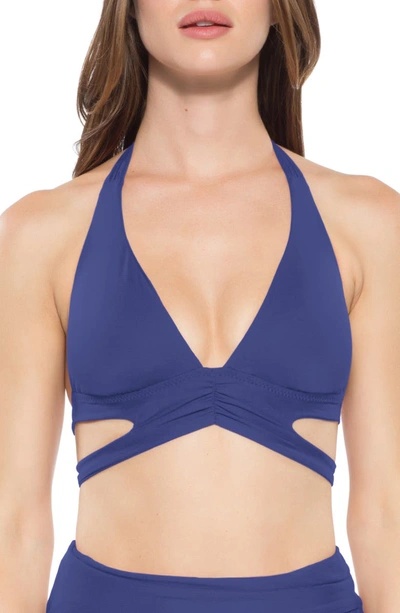 Becca By Rebecca Virtue Color Code Split Halter Bikini Top In Blue Topaz