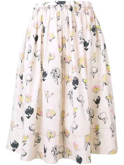 Marni Painted Rose Skirt In Neutrals