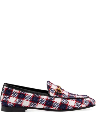 Gucci New Jordaan Vintage Tweed Check Loafers In Blue