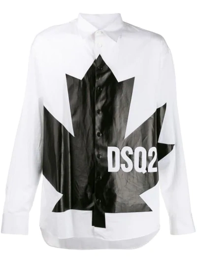 Dsquared2 Leaf Print Shirt In White