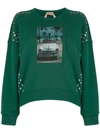 N°21 Snap Studded Photographic Sweatshirt In Green