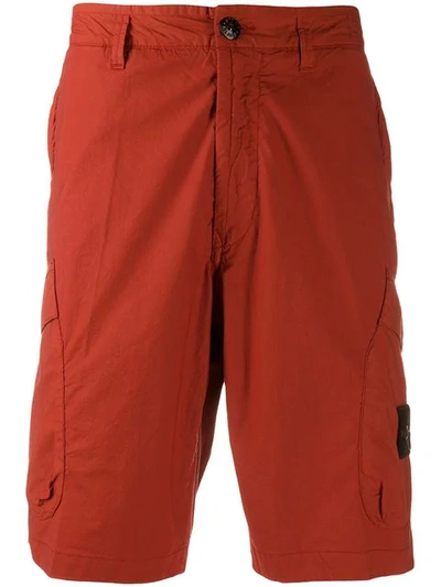 Stone Island Shell Cargo Shorts In Red