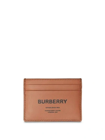 Burberry Horseferry Print Leather Card Case In Brown