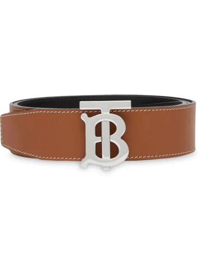 Burberry Reversible Monogram Motif Leather Belt In Brown