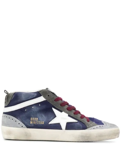 Golden Goose Superstar Leather Mid-top Sneakers In P4 Navy Suede-white Star