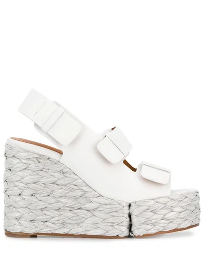 Clergerie Woven Wedge Sandals In White