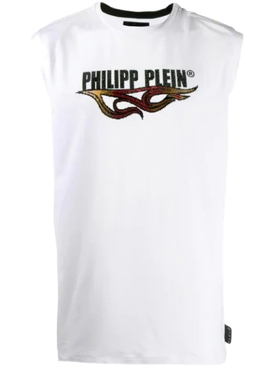 Philipp Plein Tank Top Flame In White